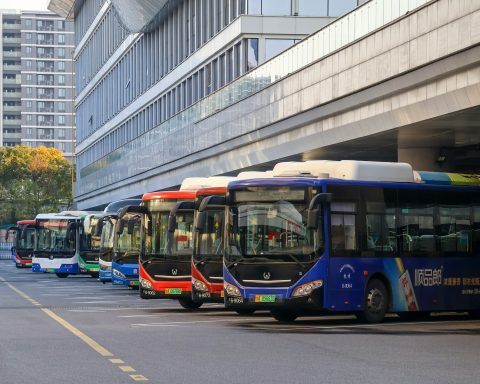 buses parked in china