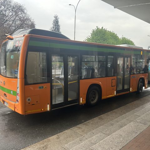 buses in italy outside railway station
